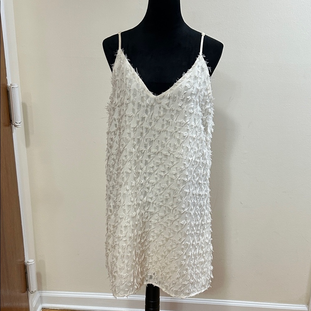 White Textured Sleeveless Dress ( 1145 )